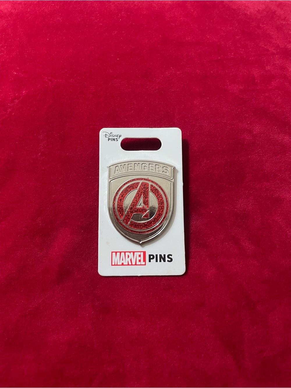 Marvel Red and Silver Avengers Shield Enamel Pin